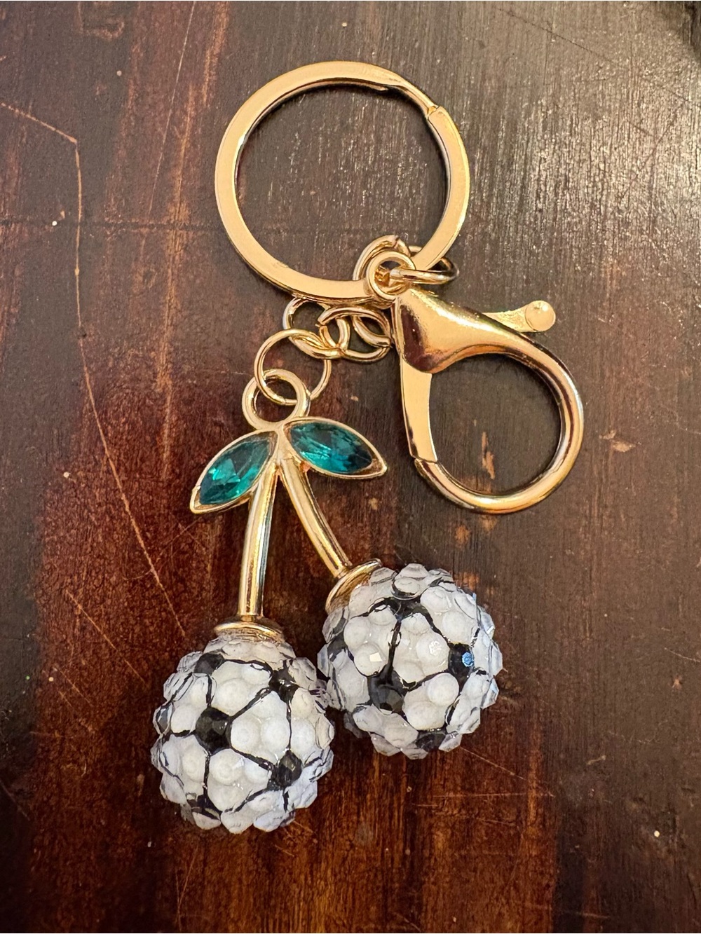 NWOT soccer ball cherry keychain/ bag charm